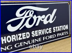Vintage Ford Motors Porcelain Sign Gas Station Pump Plate Dealership Chevrolet