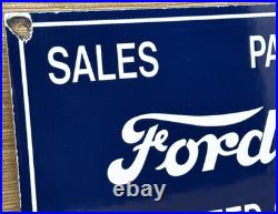Vintage Ford Motors Porcelain Sign Gas Station Pump Plate Dealership Chevrolet