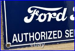 Vintage Ford Motors Porcelain Sign Gas Station Pump Plate Dealership Chevrolet