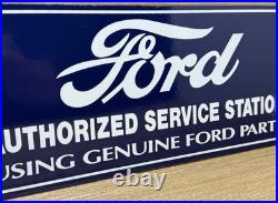 Vintage Ford Motors Porcelain Sign Gas Station Pump Plate Dealership Chevrolet