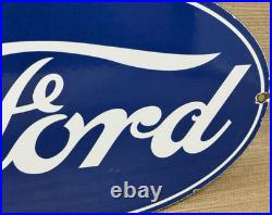 Vintage Ford Motors Porcelain Sign Gas Station Pump Plate Dealership Chevrolet