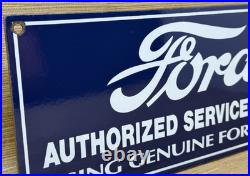 Vintage Ford Motors Porcelain Sign Gas Station Pump Plate Dealership Chevrolet