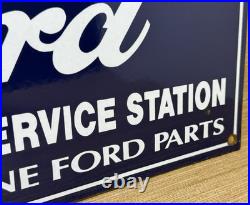 Vintage Ford Motors Porcelain Sign Gas Station Pump Plate Dealership Chevrolet