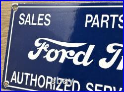 Vintage Ford Motors Porcelain Sign Gas Station Pump Plate Dealership Chevrolet