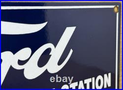 Vintage Ford Motors Porcelain Sign Gas Station Pump Plate Dealership Chevrolet