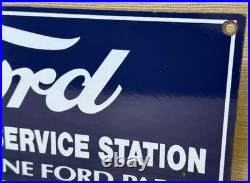 Vintage Ford Motors Porcelain Sign Gas Station Pump Plate Dealership Chevrolet