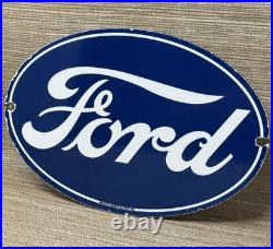 Vintage Ford Motors Porcelain Sign Gas Station Pump Plate Dealership Chevrolet
