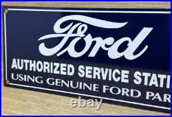 Vintage Ford Motors Porcelain Sign Gas Station Pump Plate Dealership Chevrolet