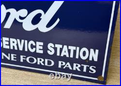 Vintage Ford Motors Porcelain Sign Gas Station Pump Plate Dealership Chevrolet