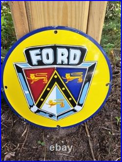Vintage Ford Porcelain Sign Old Automobile Dealership Advertising Car Truck USA