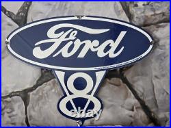 Vintage Ford Porcelain Sign Old Rare 1939 Car Auto V8 Fomoco Truck Sales 12×8.5
