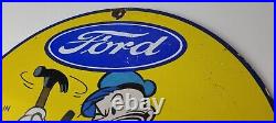 Vintage Ford Sign Porcelain Automobiles Sign Popeye Authorized Gas Pump Sign