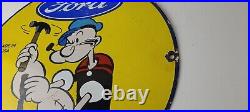 Vintage Ford Sign Porcelain Automobiles Sign Popeye Authorized Gas Pump Sign