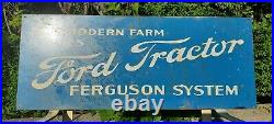 Vintage Ford Tractor Ferguson System Enameled Steel Advertising Sign C1940's