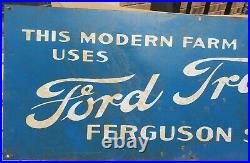 Vintage Ford Tractor Ferguson System Enameled Steel Advertising Sign C1940's