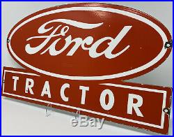 Vintage Ford Tractor Porcelain Sign Farm Oil Gas Station Ih John Deere Cat Chevy