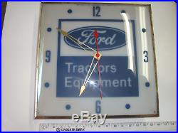 Vintage Ford Tractors Equipment Clock Neon Light Pam Electric Clock Company