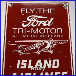 Vintage Ford Tri-motors Porcelain Sign Oil Gas Island Airlines Airplane Aviation