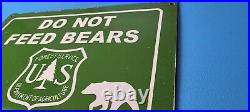Vintage Forest Service Porcelain Do Not Feed Bears Entrance Service Park Sign