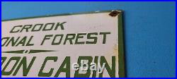 Vintage Forest Service Porcelain Honeymoon Cabin Crook National Service Sign