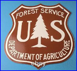 Vintage Forest Service Porcelain Us Highway Service Gas Auto Transport Sign