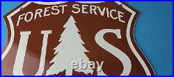 Vintage Forest Service Porcelain Us Highway Service Gas Auto Transport Sign