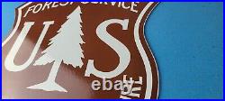 Vintage Forest Service Porcelain Us Highway Service Gas Auto Transport Sign