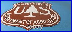 Vintage Forest Service Porcelain Us Highway Service Gas Auto Transport Sign