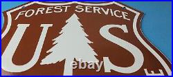 Vintage Forest Service Porcelain Us Highway Service Gas Auto Transport Sign