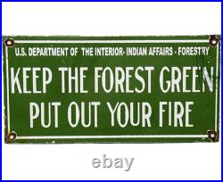 Vintage Forestry Porcelain Sign Forest Fires Gas Oil No Smoking Parks Us Gov