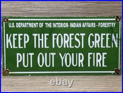 Vintage Forestry Porcelain Sign Forest Fires Gas Oil No Smoking Parks Us Gov