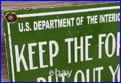 Vintage Forestry Porcelain Sign Forest Fires Gas Oil No Smoking Parks Us Gov