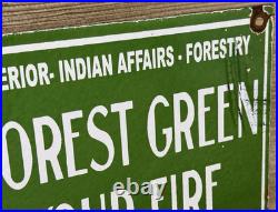 Vintage Forestry Porcelain Sign Forest Fires Gas Oil No Smoking Parks Us Gov