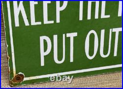 Vintage Forestry Porcelain Sign Forest Fires Gas Oil No Smoking Parks Us Gov