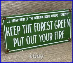 Vintage Forestry Porcelain Sign Forest Fires Gas Oil No Smoking Parks Us Gov
