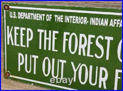 Vintage Forestry Porcelain Sign Forest Fires Gas Oil No Smoking Parks Us Gov
