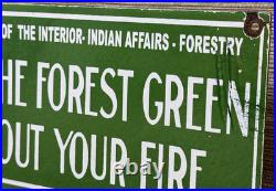 Vintage Forestry Porcelain Sign Forest Fires Gas Oil No Smoking Parks Us Gov