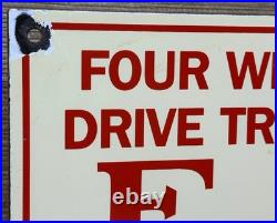 Vintage Four Wheel Drive Trucks Porcelain Sign Repair Shop Gas Oil Wisconsin