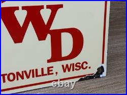 Vintage Four Wheel Drive Trucks Porcelain Sign Repair Shop Gas Oil Wisconsin