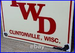 Vintage Four Wheel Drive Trucks Porcelain Sign Repair Shop Gas Oil Wisconsin