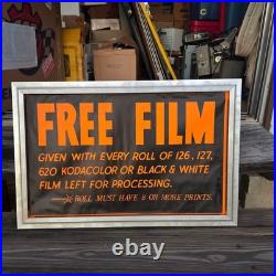 Vintage Free Film Kodacolor Processing Advertising Sign Framed Photography 23