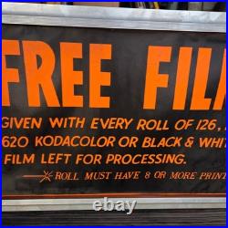 Vintage Free Film Kodacolor Processing Advertising Sign Framed Photography 23