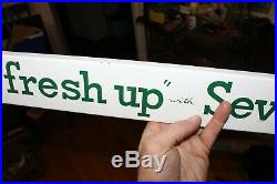 Vintage Fresh Up with 7up Seven Up Porcelain Door Push Bar Sign Great Condition