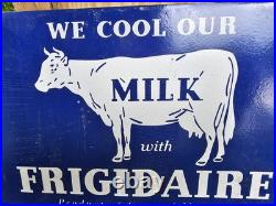 Vintage Frigidaire Porcelain Sign Old General Motors Dairy Farm Milk Cow Farming