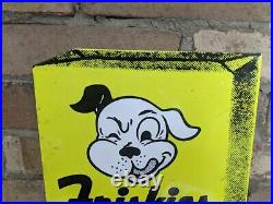 Vintage Friskiesmeal Dog Food Porcelain Heavy Metal Pet Sign 12 X 9.5