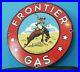 Vintage-Frontier-Gasoline-Porcelain-Gas-Service-Cowboy-Western-Pump-Plate-Sign-01-dox