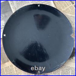 Vintage Frontier Gasoline Rarin'-to-go 12 Inch Convex Porcelain Enamel Sign