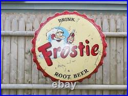 Vintage Frostie Bottle Cap 3 Foot Metal Sign