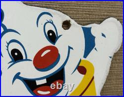 Vintage Frostys Ice Cream Porcelain Sign Dairy Queen Cow Farm Gas Pump