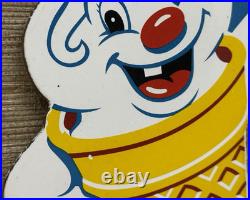 Vintage Frostys Ice Cream Porcelain Sign Dairy Queen Cow Farm Gas Pump